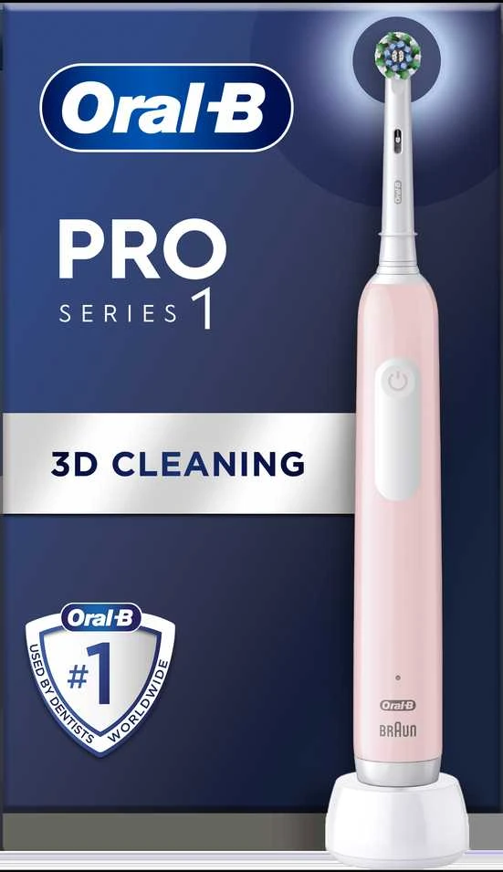 Oral-B Braun D305.513.3 Pro Series 1 Elektrinis Dantų Šepetėlis Rožinė Cross Action