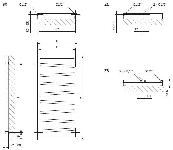 Elektrinis rankšluosčių džiovintuvas Terma ZigZag 500x1070mm