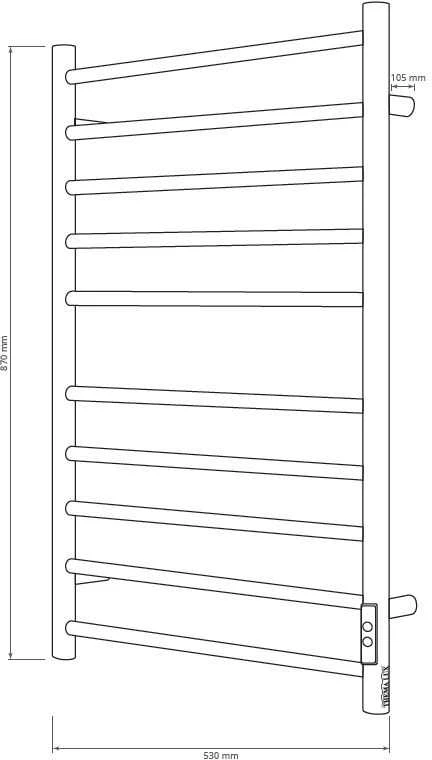 Elektrinis rankšluosčių džiovintuvas Thema Lux BK-109W-10T, juoda sp., 53 cm x 87 cm, 135 W