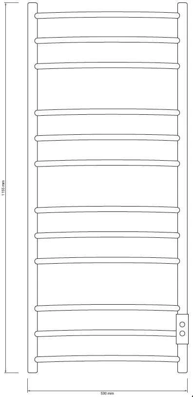 Elektrinis rankšluosčių džiovintuvas Thema Lux BK-109A-12T, chromo spalva, 53 cm x 115.5 cm, 120 W