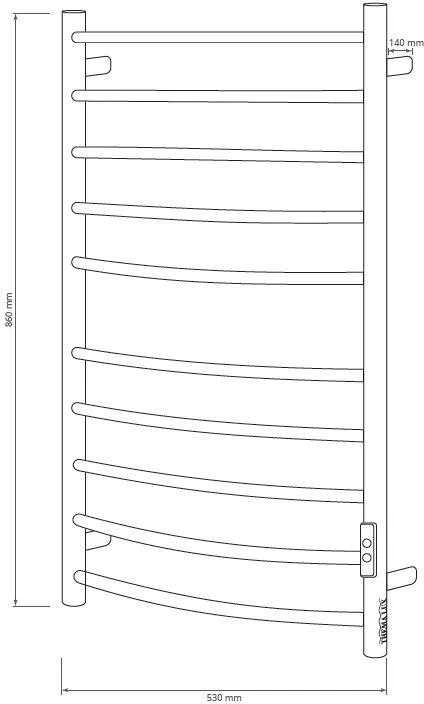 Elektrinis rankšluosčių džiovintuvas Thema Lux BK-109A-10T, chromo sp., 53 cm x 86 cm, 100 W