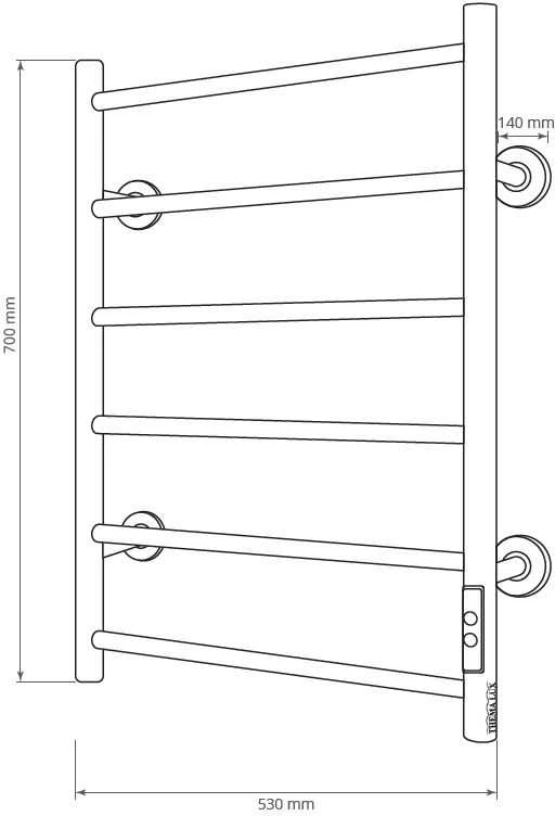 Elektrinis rankšluosčių džiovintuvas Thema Lux BK109W-6T, juoda sp., 54 cm x 71.5 cm, 80 W