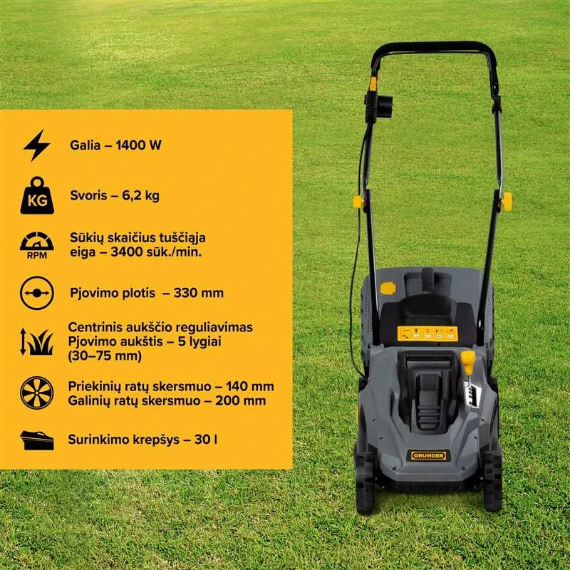 Elektrinė vejapjovė Grunder A01-003C, 1400 W