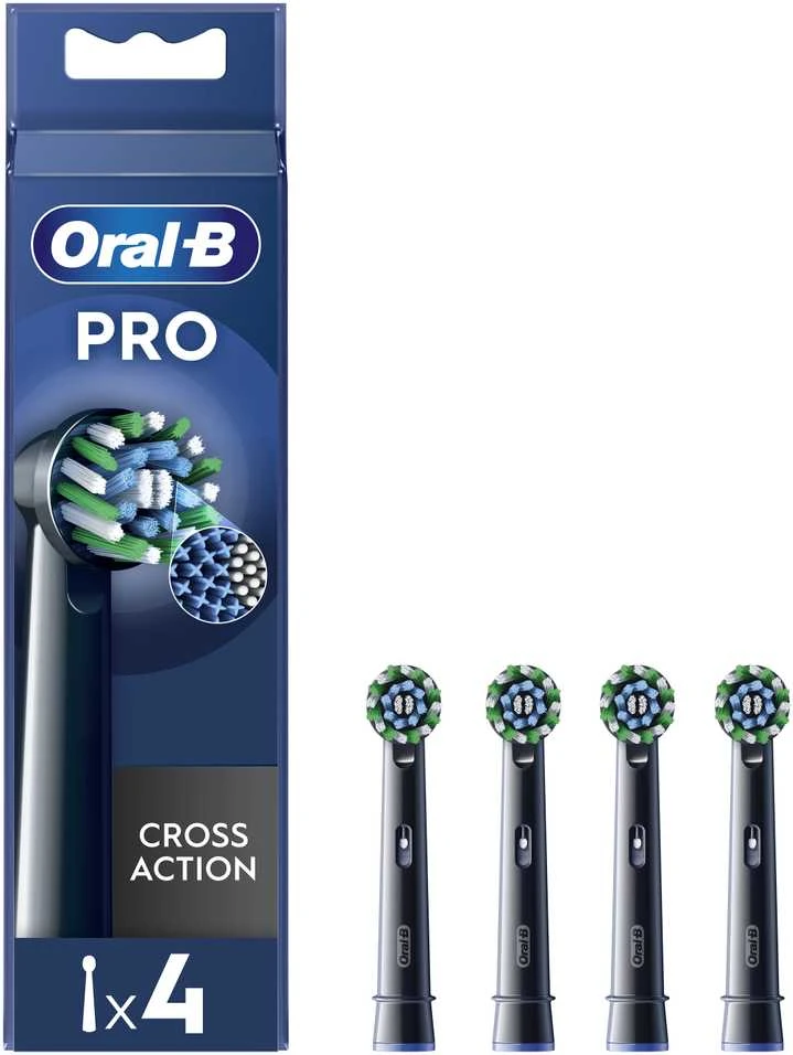 Braun Oral-B EB50-4 Cross Action Pro Juodas Dantų Šepetėlio Galvutės, 4 Vnt.