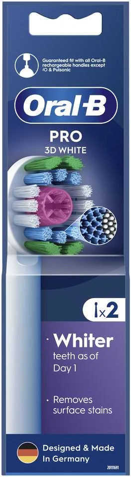 Dantų šepetėlis Elektrinio dantų šepetėlio galvutė Oral-B EB18-2 3D Baltas Pro, 2 vnt.