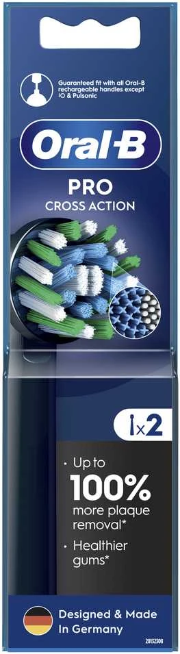 Dantų šepetėlis Elektrinio dantų šepetėlio galvutė Oral-B EB50-2 Cross Action Pro Juodas, juoda sp., 2 vnt.