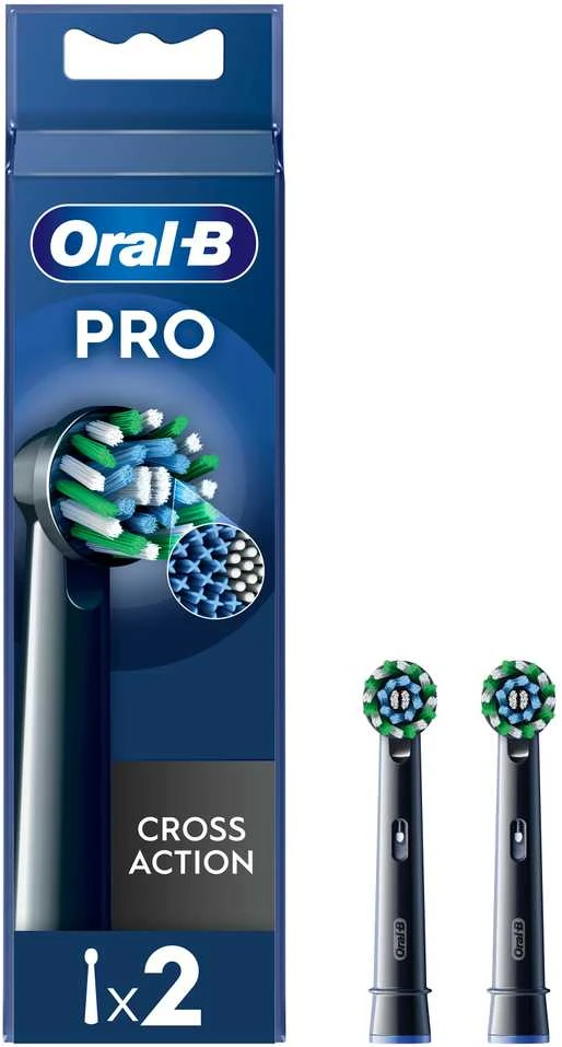 Dantų šepetėlis Elektrinio dantų šepetėlio galvutė Oral-B EB50-2 Cross Action Pro Juodas, juoda sp., 2 vnt.