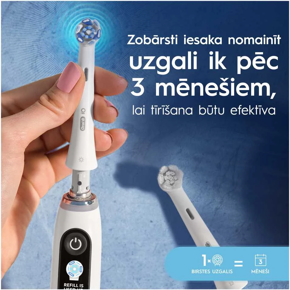 BRAUN iO RB CWF-4 Ultimate Clean Baltas 4ct antgaliai dantų šepetėliui