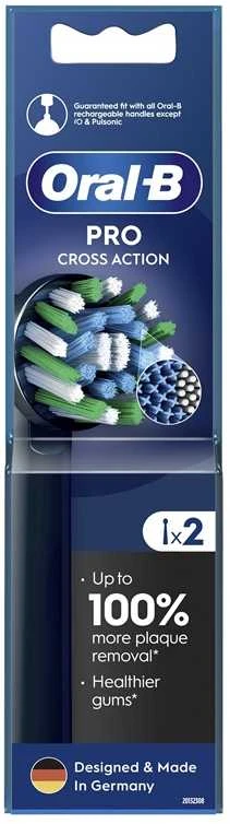 Dantų šepetėlis Elektrinio dantų šepetėlio galvutė Oral-B EB50-2 Cross Action Pro Juodas, juoda sp., 2 vnt.