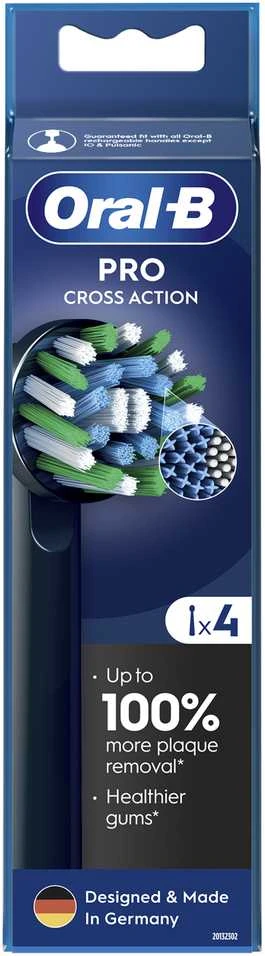 Dantų šepetėlis Elektrinio dantų šepetėlio galvutė Oral-B EB50-4 Cross Action Pro, juoda sp., 4 vnt.