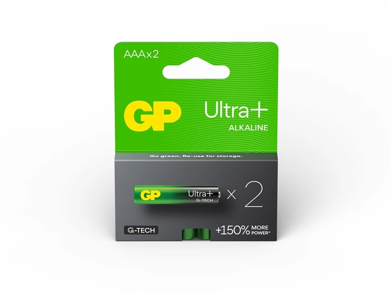 GP šarminės baterijos, AAA (LR03), AAA, 1,5 V, lizdinėje plokštelėje, 2 vnt. pakuotėje, „Ultra Plus“