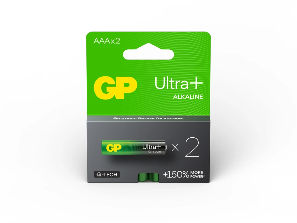 GP šarminės baterijos, AAA (LR03), AAA, 1,5 V, lizdinėje plokštelėje, 2 vnt. pakuotėje, „Ultra Plus“