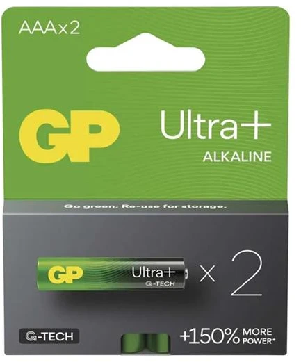 GP šarminės baterijos, AAA (LR03), AAA, 1,5 V, lizdinėje plokštelėje, 2 vnt. pakuotėje, „Ultra Plus“