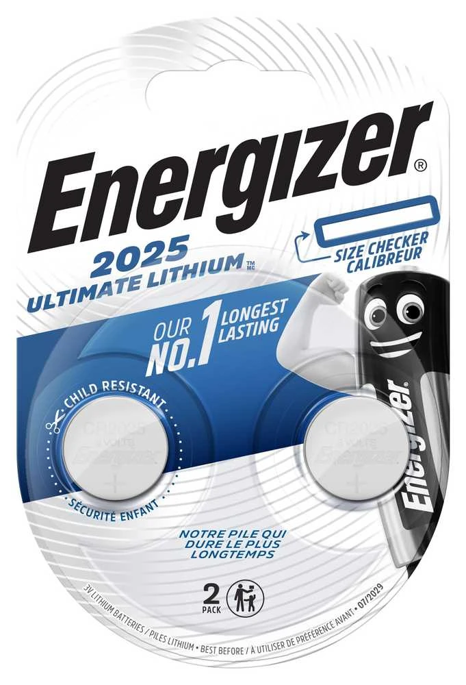 Energizer CR2025 ličio monetinės baterijos 3V, 2 vnt.