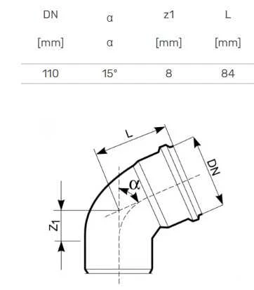 Lauko kanalizacijos alkūnė Magnaplast, Ø 110 mm, 15°