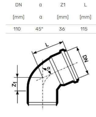 Magnaplast Vidaus kanalizacijos alkūnė HTplus, Ø 110 mm, 45°