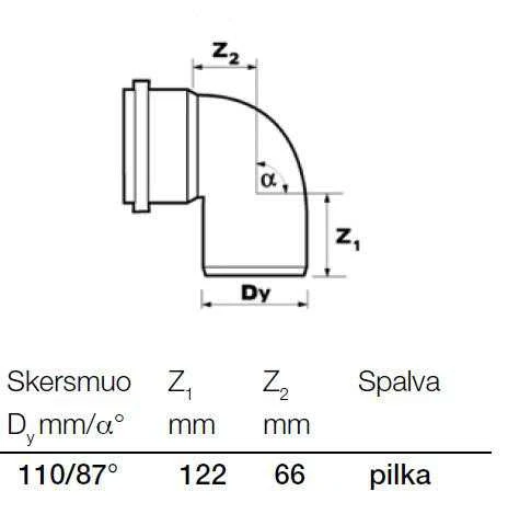 Vidaus kanalizacijos alkūnė Wavin Optima, d110, 88°