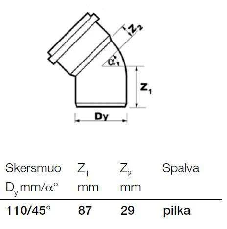 Elkonis iekštelpu kanalizācijai Wavin Optima, 110 mm, 45 °