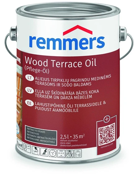 Dekoratyvinis aliejus Remmers Wood Terrace Oil antracito pilkas intensyvus 2,5 l