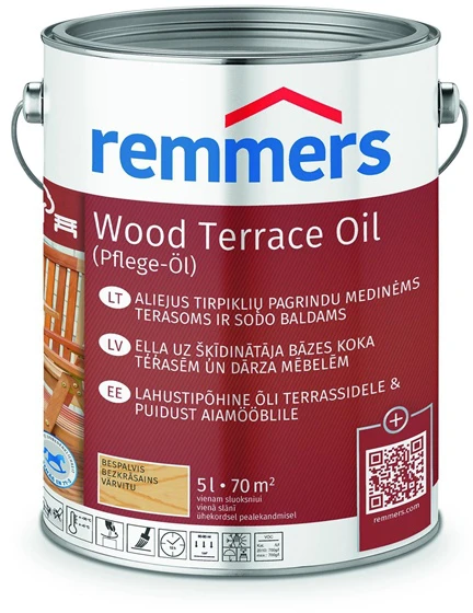 Dekoratyvinis aliejus Remmers Wood Terrace Oil bespalvis 5 l