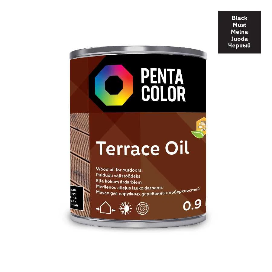 Pentacolor juodas terasų aliejus 0,9 l skardinė