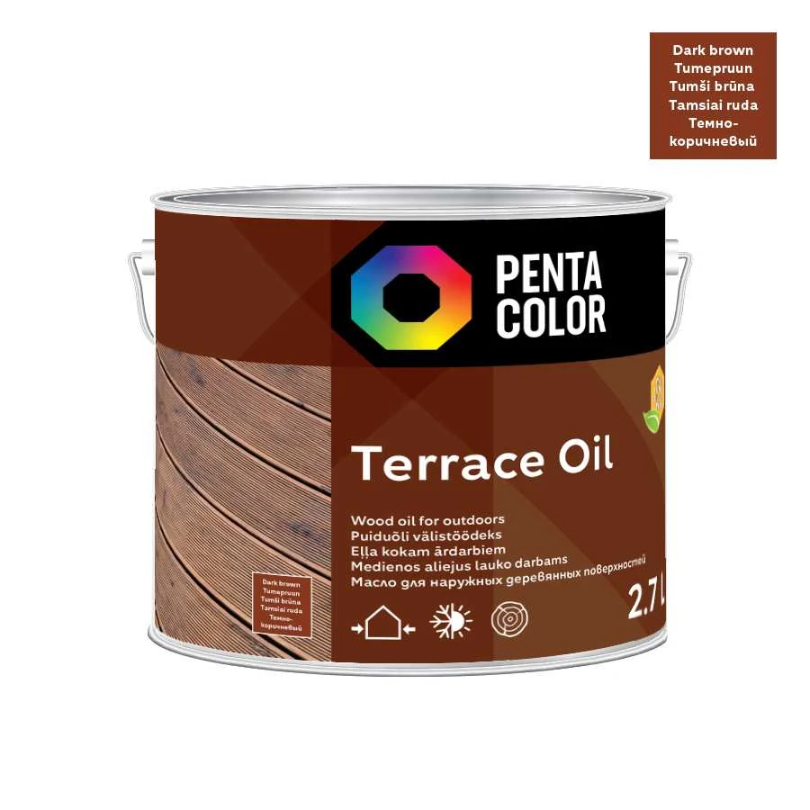Terasų aliejus Pentacolor Terrace Oil, tamsiai ruda sp., 2.7 l