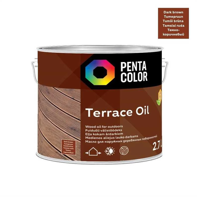 Terasų aliejus Pentacolor Terrace Oil, tamsiai ruda sp., 2.7 l