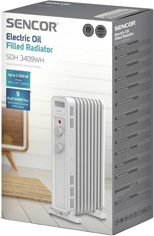 Eļļas sildītājs Sencor SOH 3409WH. 2000 W