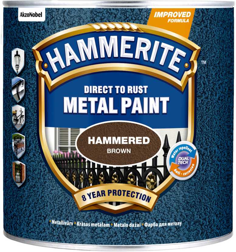 Metalo dažai HAMMERITE HAMMERED FINISH, rudos sp., 2,5 l