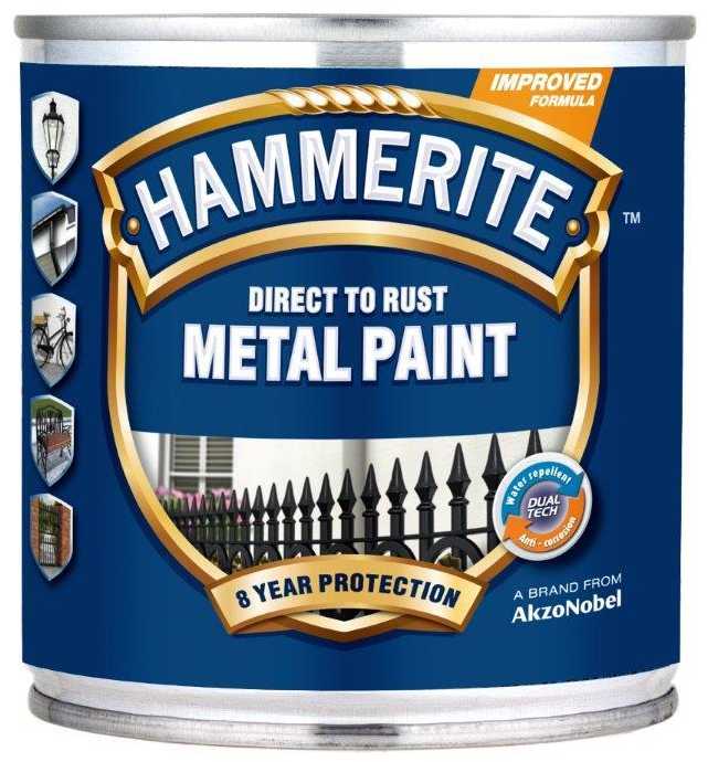 Metalo dažai HAMMERITE SMOOTH FINISH, blizgūs, juodos sp., 250 ml