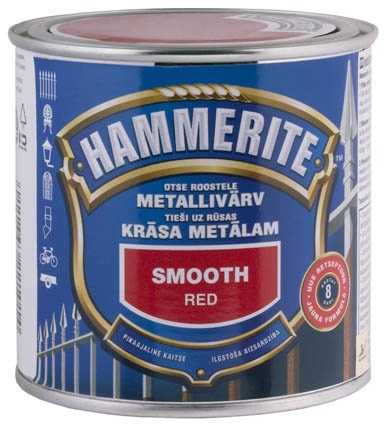 Metalo dažai HAMMERITE SMOOTH FINISH, blizgūs, raudonos sp., 250 ml