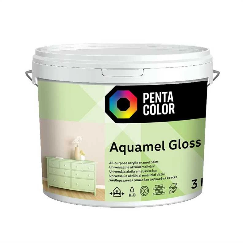Pentacolor Dažai „AQUAMEL“ balti, 3kg, blizgūs