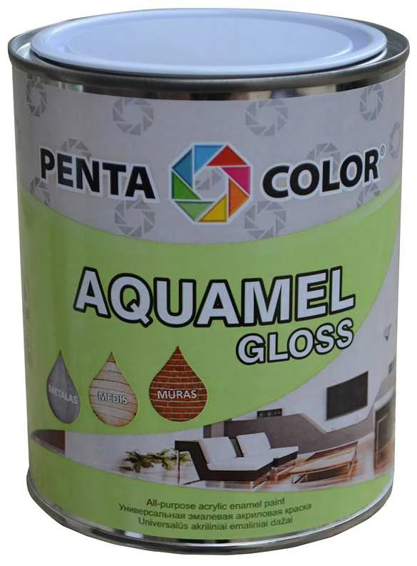 Emaliniai dažai, universalūs Pentacolor Aquamel, blizgus, 0.7kg, geltona sp.