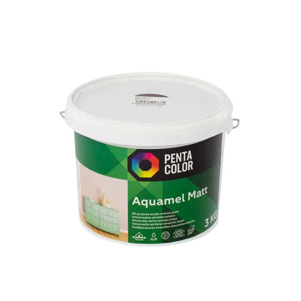 Emaliniai dažai, universalūs Pentacolor Aquamel, matinis, 3kg, kaštono sp.