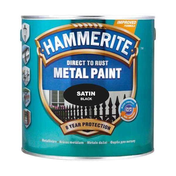 Hammerite Sateen juodi metalo dažai 2.5L
