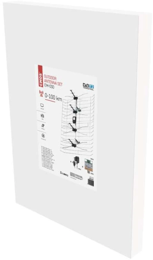 Lauko antena EMOS EM-030, 0–100 km, DVB-T2, DAB, LTE/4G filtras