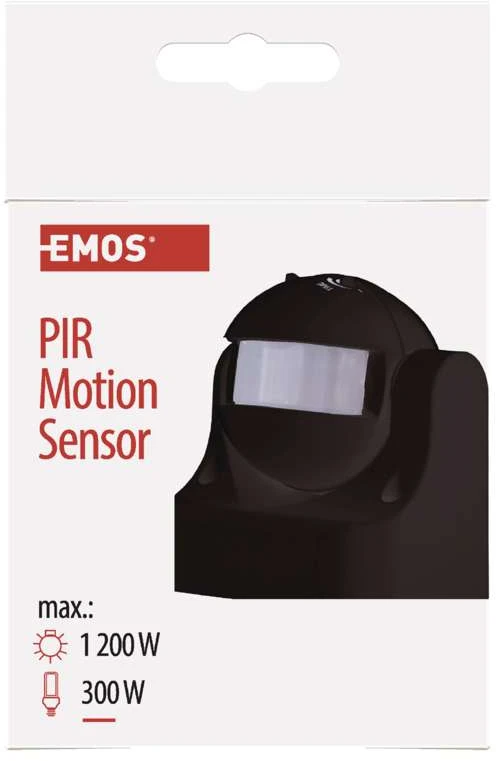 Judesių jutiklis Emos 1200W/180gr/12m/IP44 juodas
