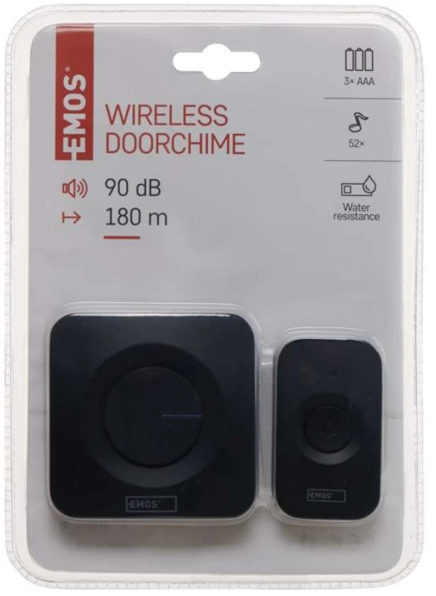 Durų skambutis, bevielis, 90db, maitinamas baterijomis, 3xAAA, P5728, EMOS