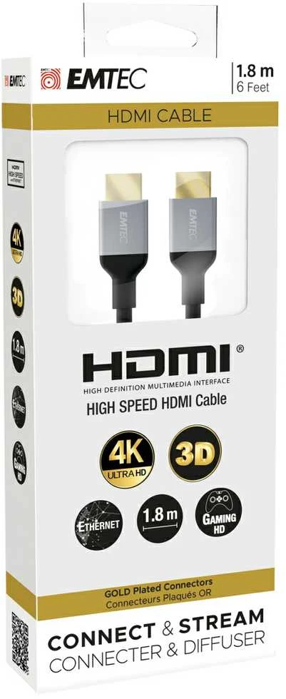 Kabelis Emtec Emtec ECCHAT700HD kabelis HDMI 1,8 m HDMI Typu A (Standard) Juodas