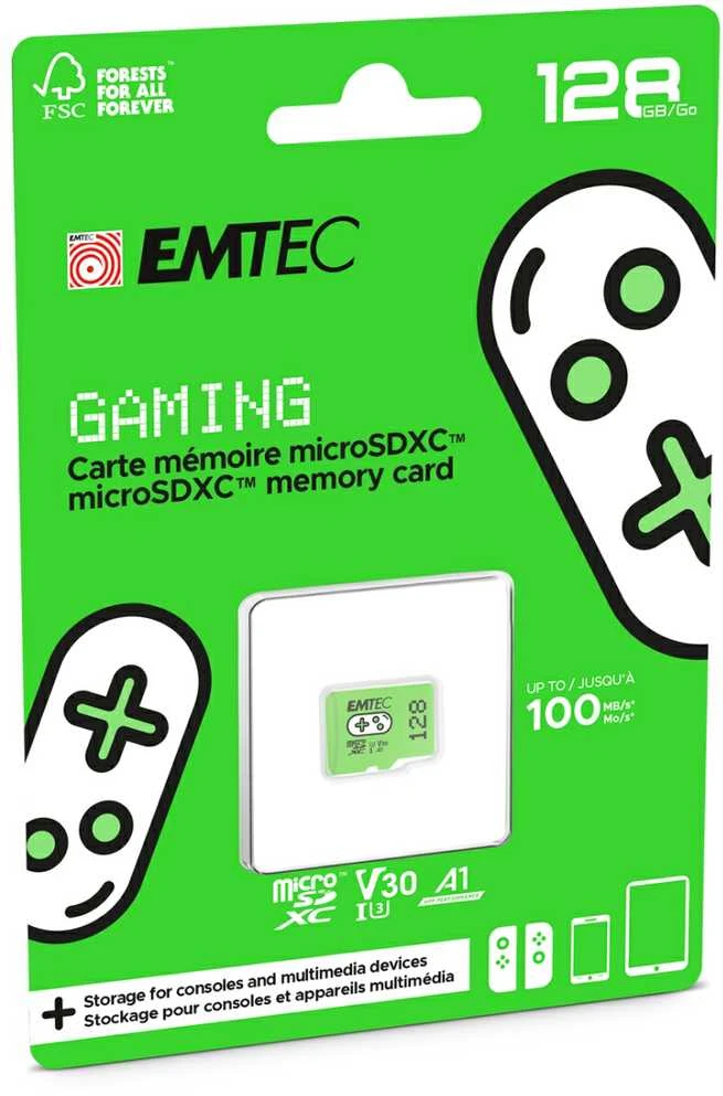 Atminties kortelė „Karta Emtec Gaming Micro SDXC“ 128 GB, 10 klasės UHS-I/U3 A1 V30 (ECMSDM128GXCU3G)