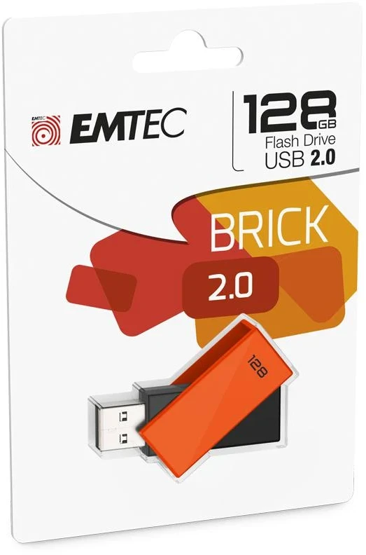 USB 2.0 atmintinė su pasukamu korpusu Emtec C350, 128 GB, oranžinė