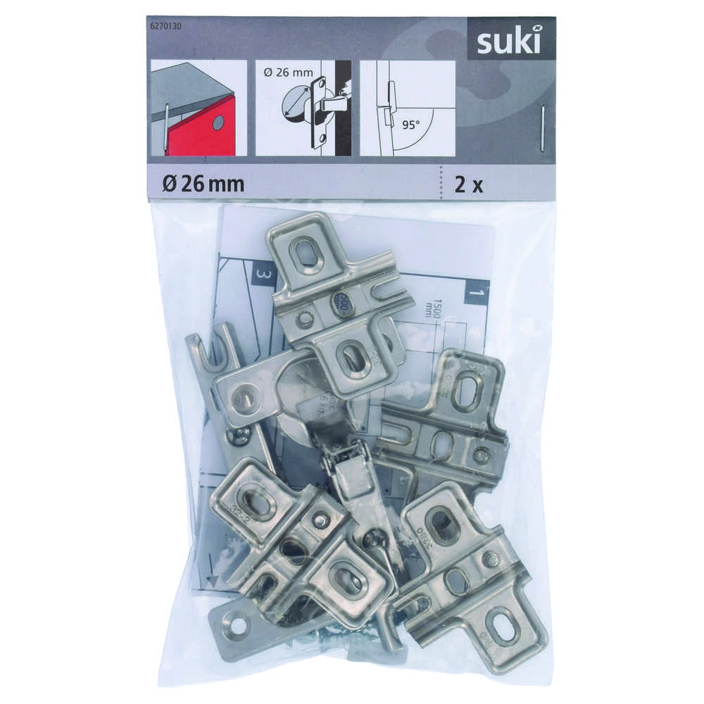 Lankstas baldams Suki, 2.6 cm, 95 °, nikelio, 2 vnt.