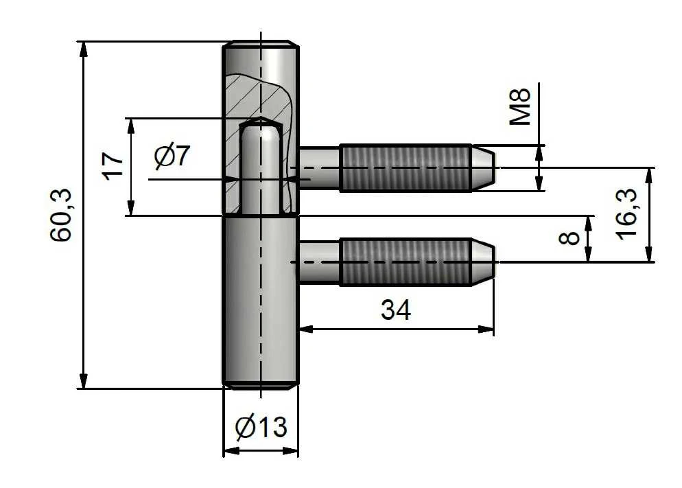 TKZ Langų lankstas 13×60 mm, cinkuotas, geltona