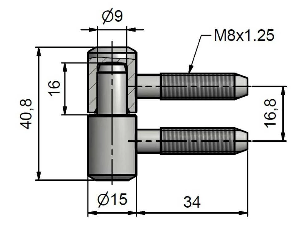 TKZ Langų lankstas 15 x 40 mm, balta