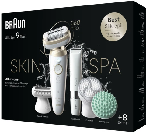 Epiliatorius Braun Silk•épil 9 Flex SkinSpa SES9-481 3D, aukso sp./balta sp.