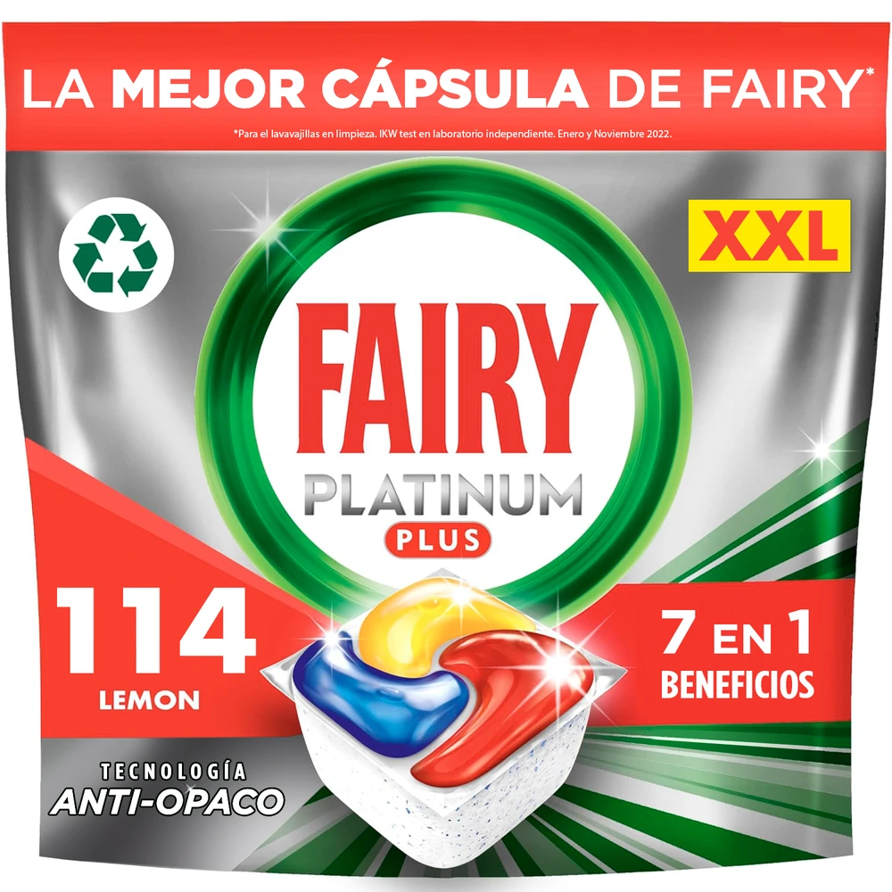 Indaplovių kapsulės Fairy Platinum Plus All In One Lemon, 114 vnt.