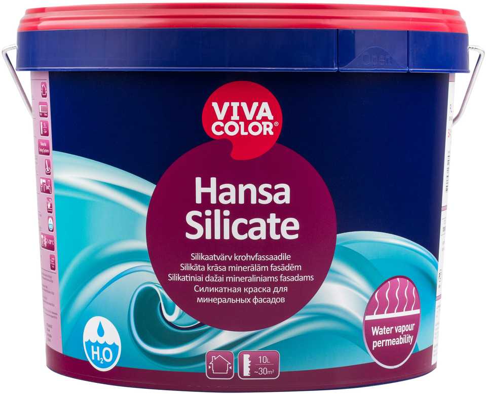 Fasadiniai dažai Vivacolor, hansa silikatiniai dažai, 9 l