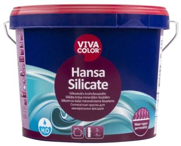 Fasadiniai dažai Vivacolor Hansa Silicate, balti, 2,7 l