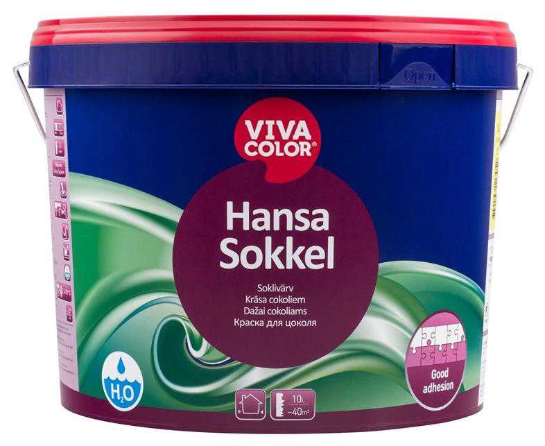 Cokolių dažai VIVACOLOR HANSA SOKKEL, A bazė, 9 l