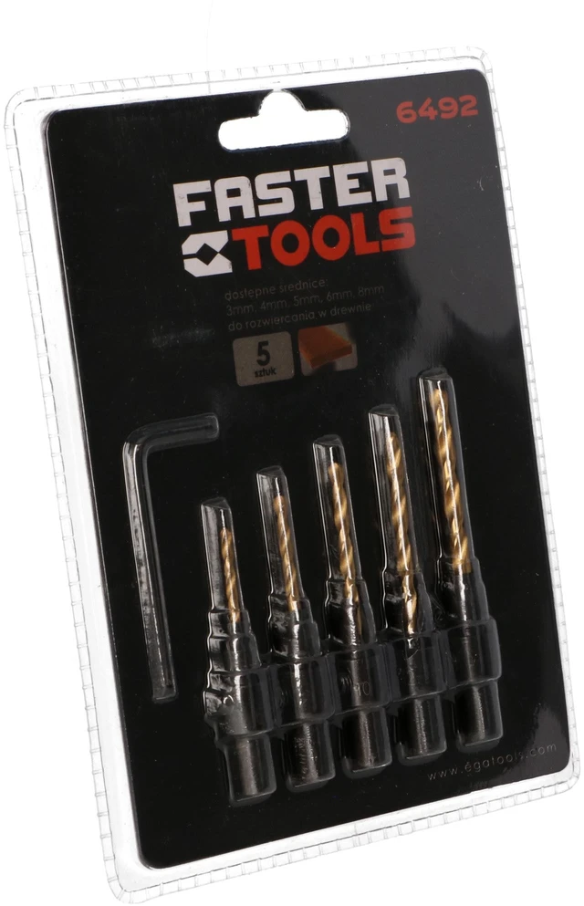 Grąžtas Faster Tools Grąžtų rinkinys medienai 3-8mm, 5 vnt.